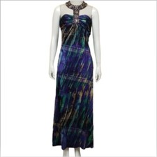 Laundry Shelli Segal Dress NWT Maxi High Neck Embellished Sheath Multicolor Form