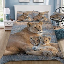 Lion and Cubs Doona / Duvet Cover and 2 Pillow Slips