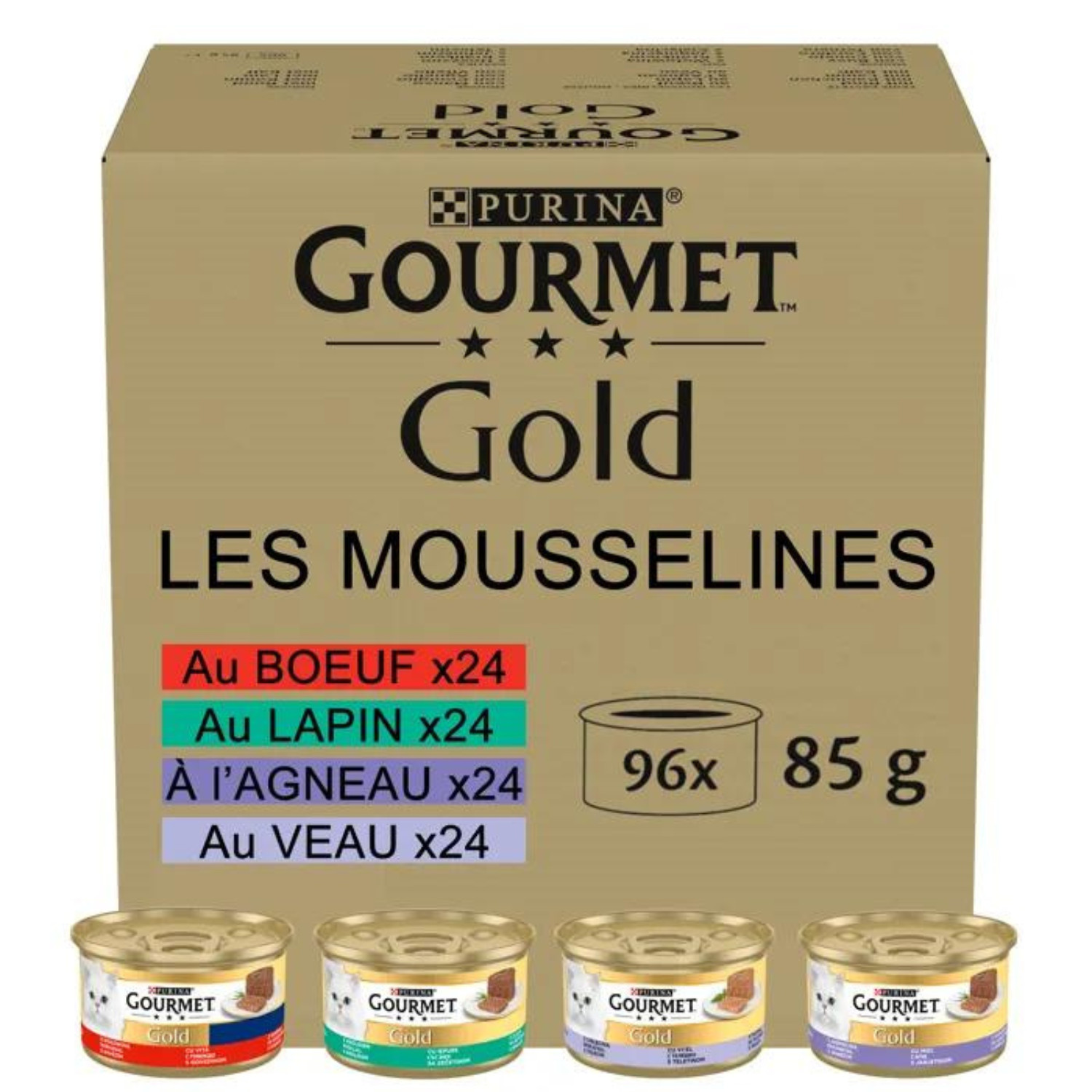 Mousselines boîtes pour chat adulte nourriture humide saine lot de 12 pièces