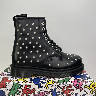 Dr. Martens 1460 Boots Wanama Studded Doc Black NEW Dr Mens 