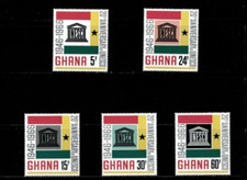 Ghana 1966 - UNESCO - Set of 5 Stamps - Scott #264-68 - MNH