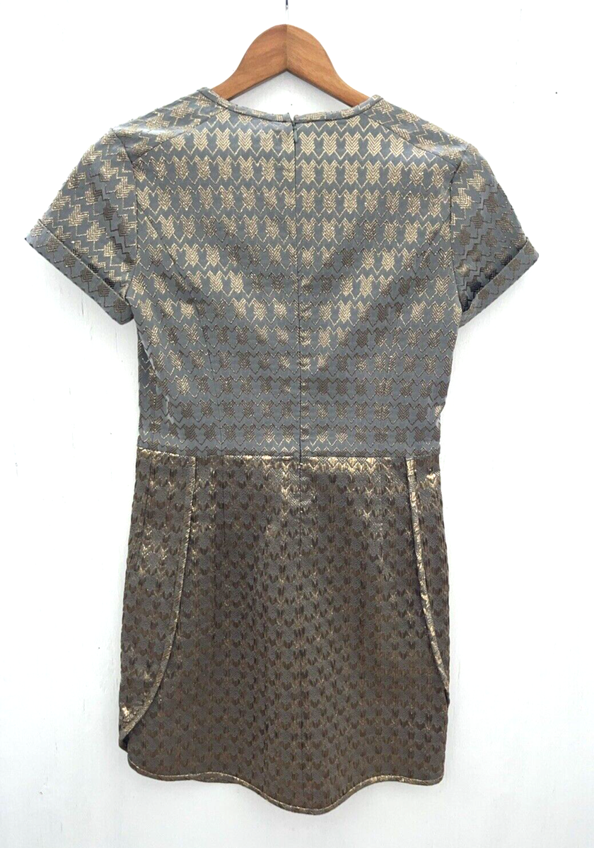 PENGUIN Munsingwear Metallic Gold Jacquard Sheath Mini Dress PENGUIN Munsingwear Metallic Gold Jacquard Sheath Mini Dress