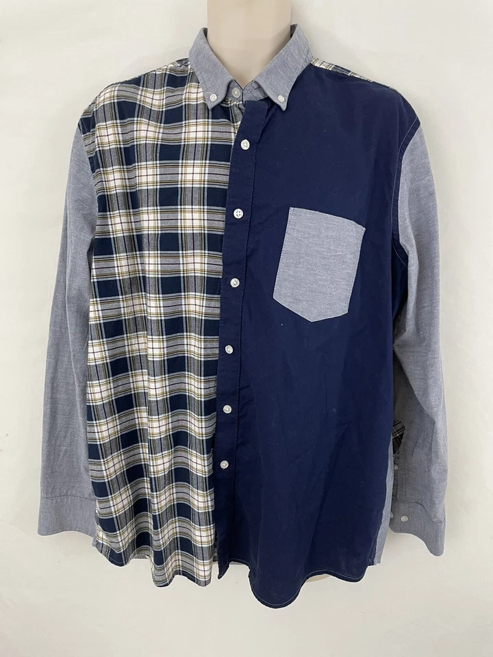 Club Room Mens XL Patch Frankenstein Button Front Cotton Shirt - Image 2 of 4