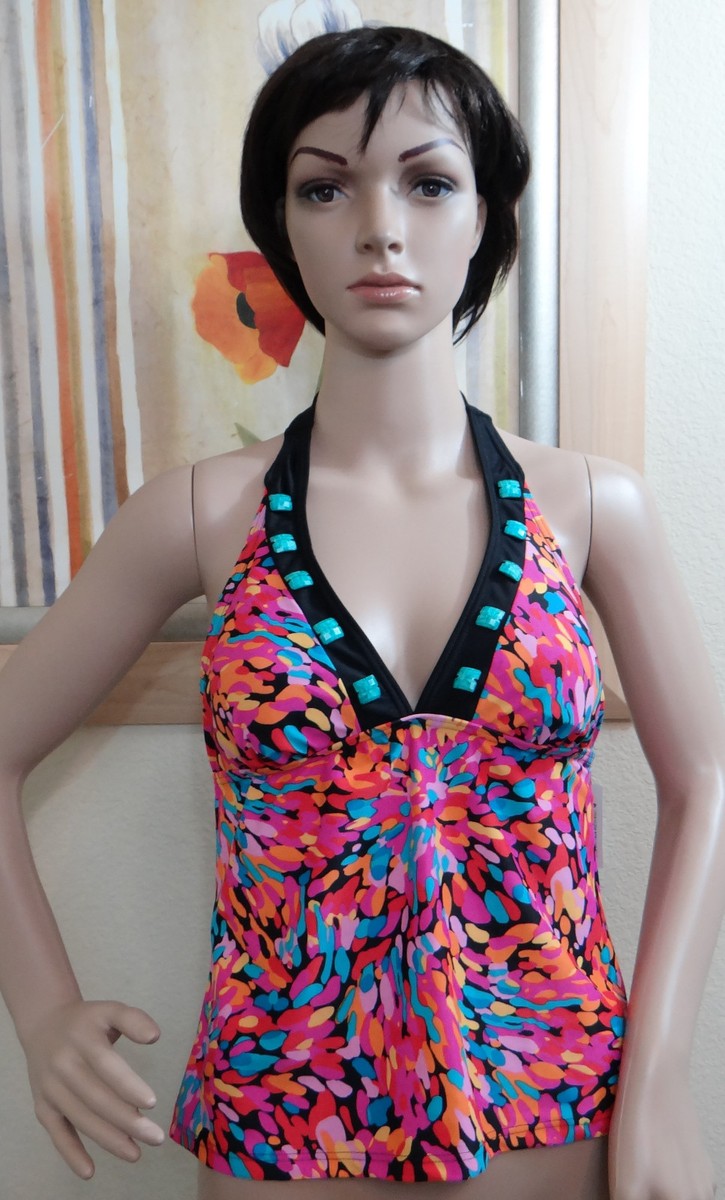 ののん AQUA COUTURE by MALIBU DREAM GIRL halter V beaded neckline swim