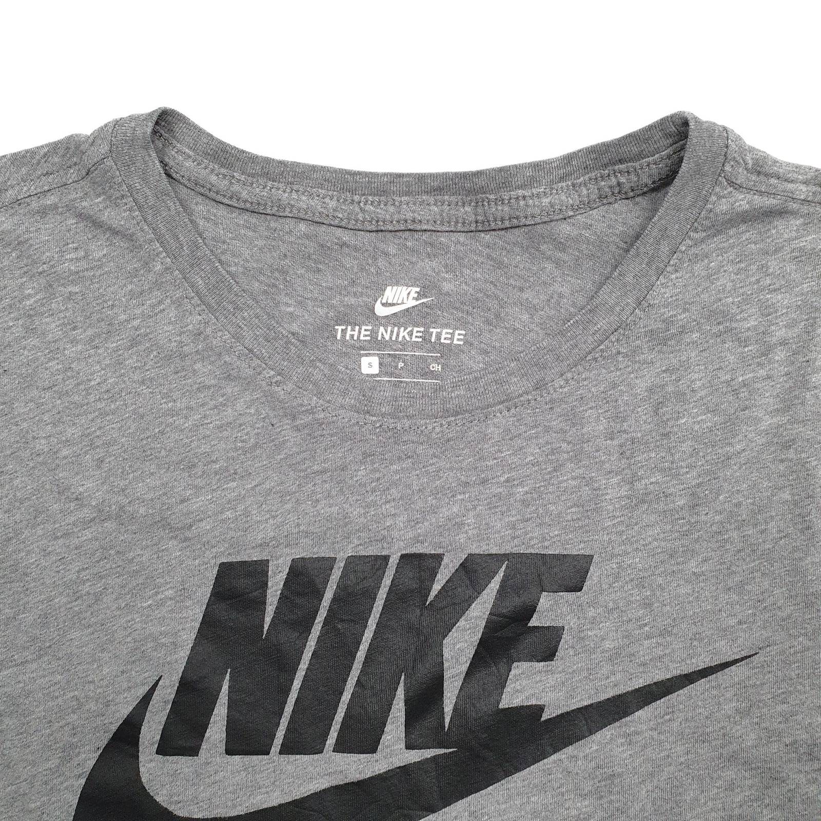 NIKE Grey T Shirt Tee Spellout Long Sleeve Cotton Blend Mens S image 3