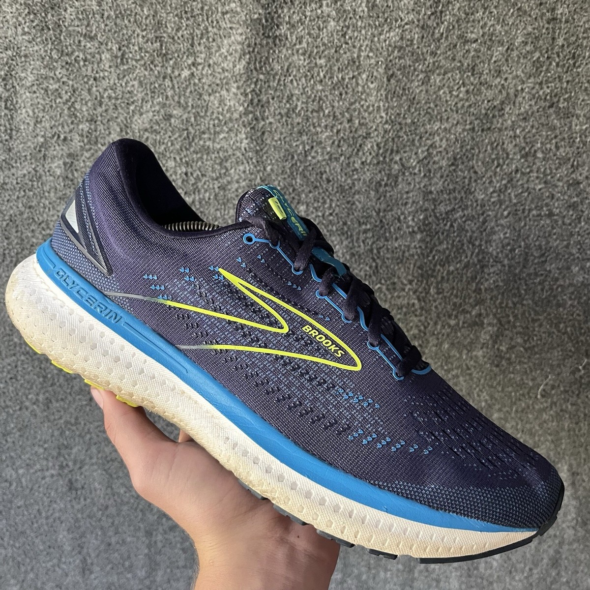 Brooks Glycerin 19 Running Shoes Navy Blue Yellow 1103561D443 Mens 11.5 Brooks Glycerin 19 Men main image 2
