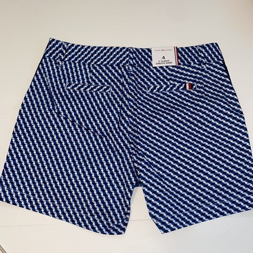 Tommy Hilfiger Preppy Blue Patterned Cotton Chino Shorts Size 4 - Picture 4 of 8