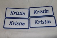 Kristin Lot Of 4 Sew On / Iron On Name Patch Tags Blue On White Kristin Lot Of 4 Sew On / Iron On Name Patch Tags Blue On White