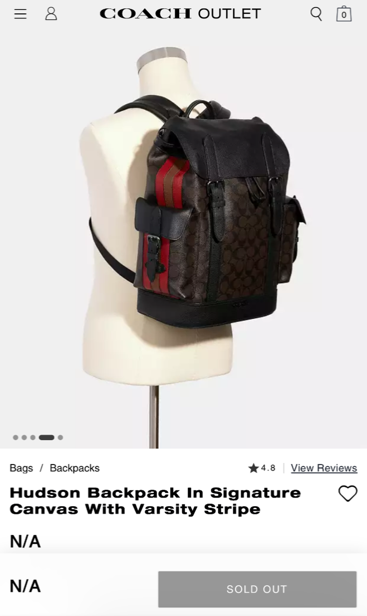 Coach Hudson Backpack in Signature Canvas W/varsity Stripe 