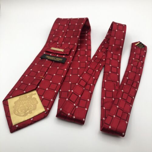 Donald J Trump Gold Bar Signature Collection Red Geometric 100% Silk Tie