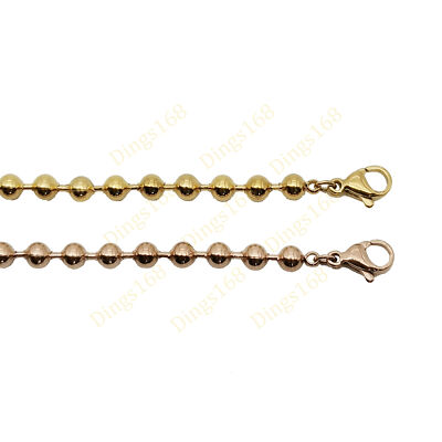 18K Yellow/Rose Gold Filled Tarnish-Free 6''-8'' 4mm Italian Bead Chain Bracelet