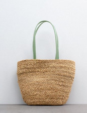 ZARA braune JUTE BEUTELTASCHE KORBTASCHE Hangda Urlaub neu mit Etikett