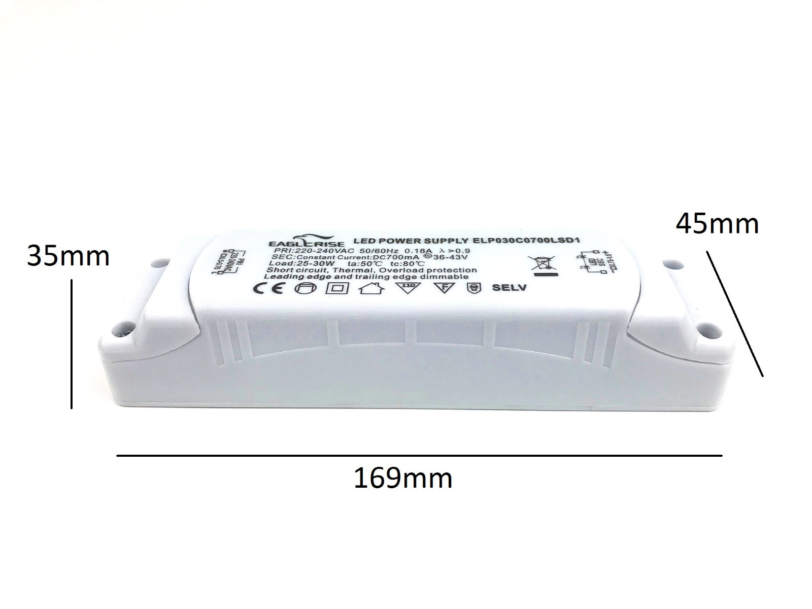 Huatec Eaglerise Led Driver 700ma 24w Dimmable Triac Constant Current Led Transformer Power Supply Amazon Co Uk Diy Tools