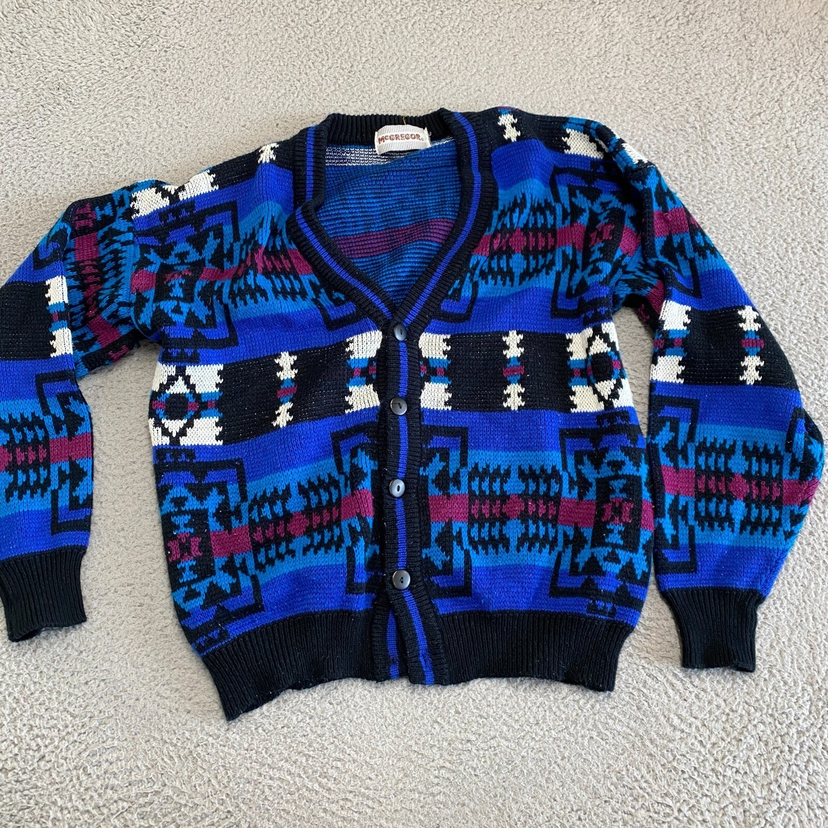 60's 〈McGREGOR 〉 clan cardigan Vintage McGregor Cardigan Sweater Mens Large Knit Colorful