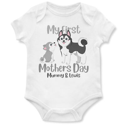 Husky Mein 1. Muttertag personalisierter Strampler Baby individuell süß