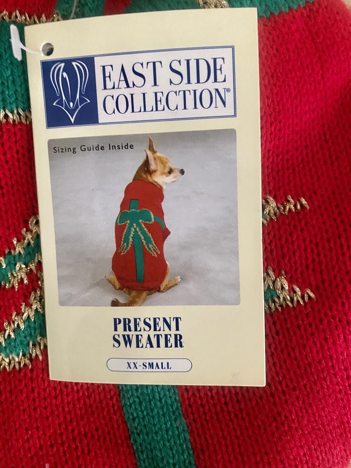 (2) XXS Trajes para Perros Mascotas Colección East Side Suéter de Vacaciones/Vestido de Satén Acanalado Foto 3 de 4