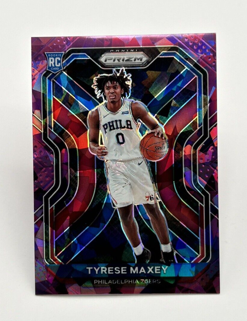 2020-21 Panini Prizm Tyrese Maxey #256 Cracked Purple Ice RC /175 Rookie 76ers