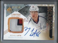 Michael Latta 13/14 SP Authentic Autograph Game Used Jersey Patch Rookie #77/100