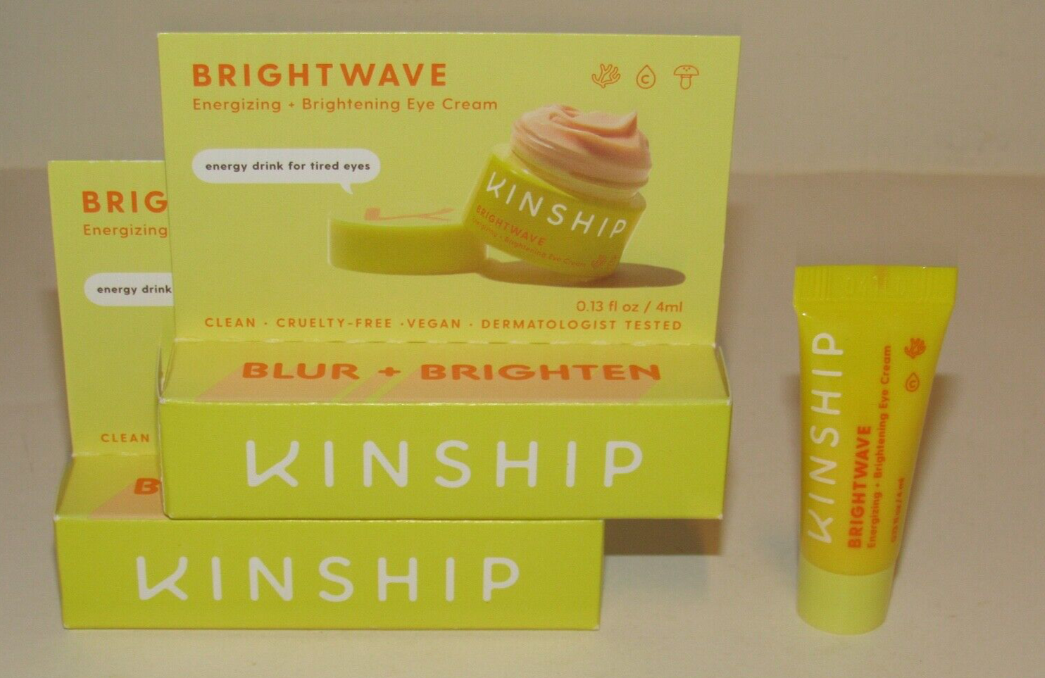 2 Kinship Brightwave Brightening Eye Cream 0.13 Oz Each NIB Travel Sz