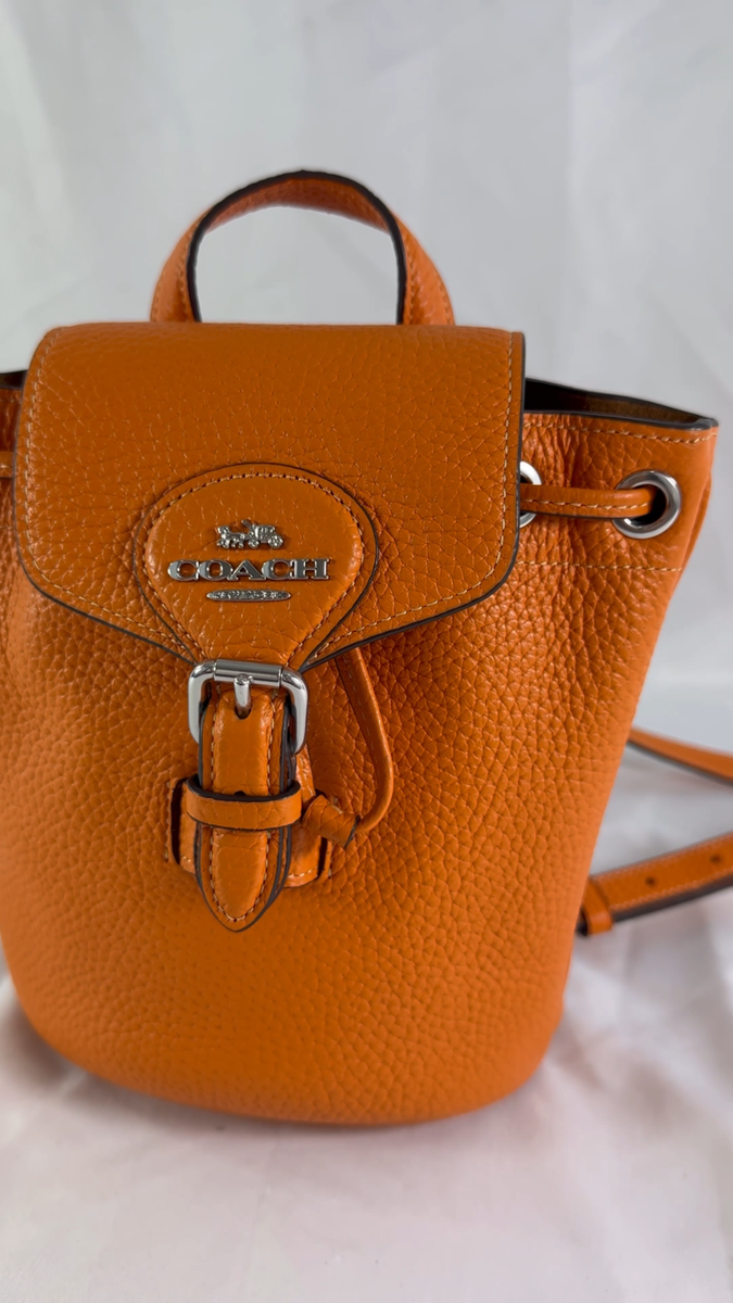 COACH Bright Mandarin Leather Amelia Convertible Women's Backpack