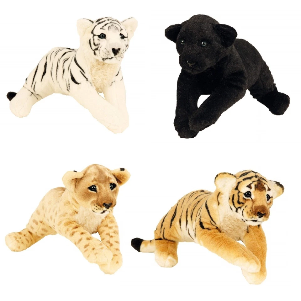 GESCHENKESTADL Plüschtier Tiger Löwe Panther 60 cm Kuscheltier Stofftier Raubkatze Wildkatze