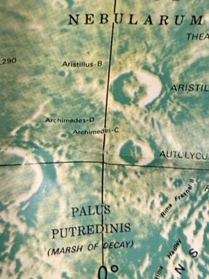 Vintage Rand McNally Official Map Of The Moon 28x24.5