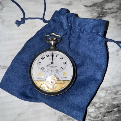 Vintage Arnex Hebdomas Fancy Nickel Case 8 Day Pocket Watch Needs Serviced