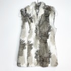 CAbi #3179 Womens Aspen Faux Fur Vest Full Zip Cozy Tan White Pockets Sz Small