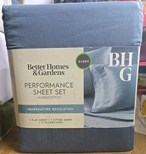 Better Homes & Gardens 4-Piece 100% Cotton 400 Thread Count Blue Moonlight...
