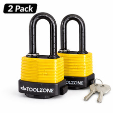 2 Pack Long Shackle Padlock Weather Resistant Shed Gate Garage Lock with 2 Keys