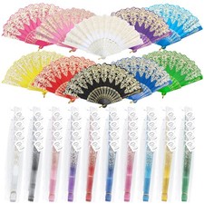 EOSAU Handheld Chinese Folding Fan Hand Fans for Women Foldable Bulk for Party W
