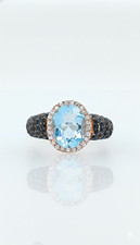 925 Sterling Silver two tone Gemstone and Black Spinel Ring Size 8