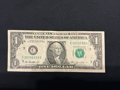 2013 $1 Binary Note, 7 Of A Kind, Cir / C33336333 C