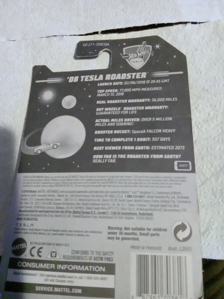 Tesla Roadster Hot Wheels Greeting From Space '08 Foto 2 de 2