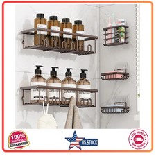 5 Pack Adhesive Bathroom Holders Dispensers for Kids Adults, Brown