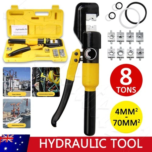 Hydraulic Tool 8 Ton 4mm-70mm Terminal Crimper Cable Wire Force Tool Kit 8 Dies
