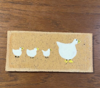 Southern Folk  Art Thin Pottery Tile w/Ducks by Mike Hanning (1954-2022) Signed