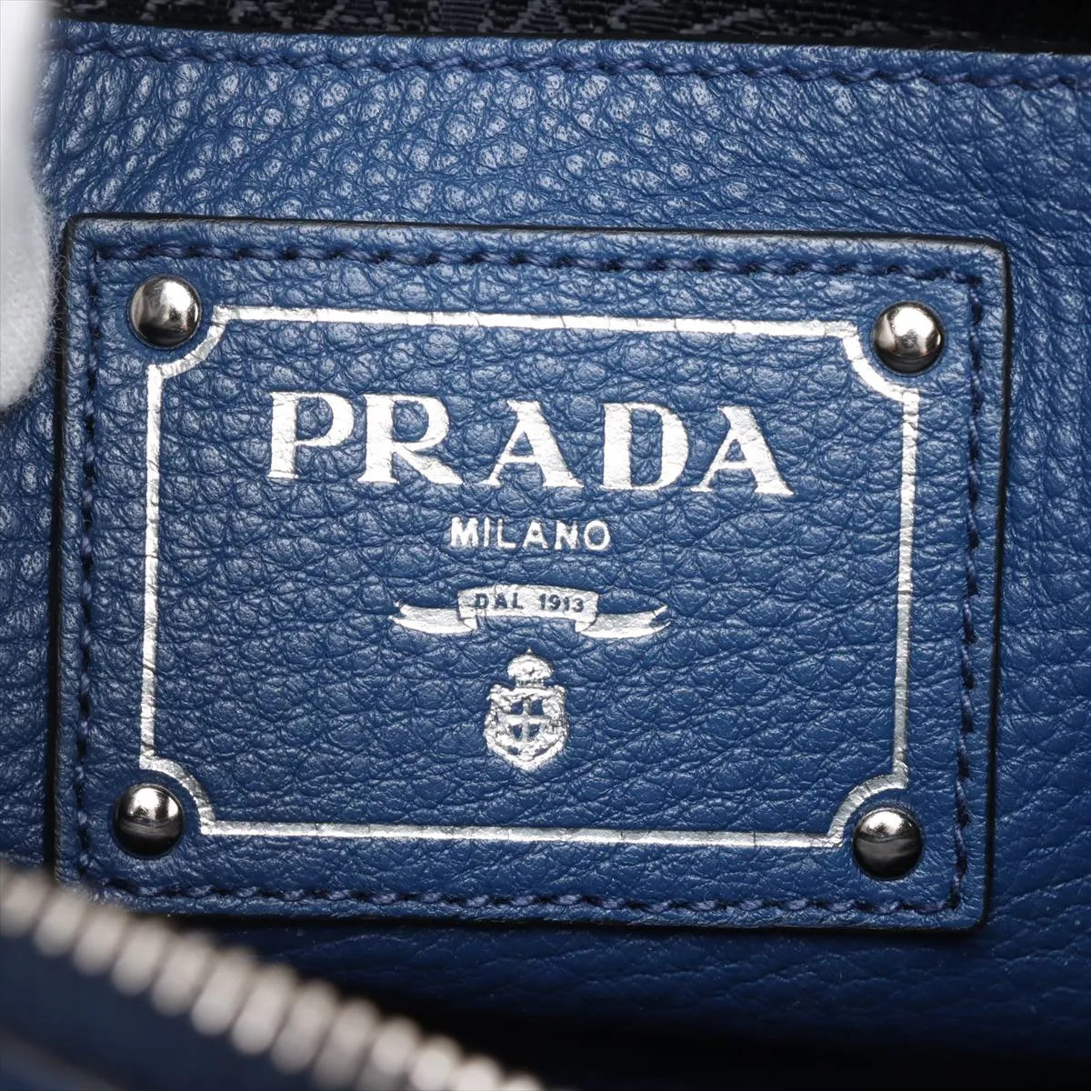 Prada Leather 2 Way Handbag Blue thumbnail 11