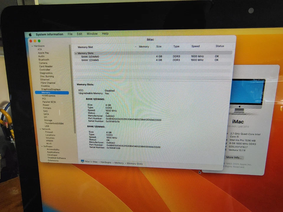 Apple iMac A1418 Quad Core i5 2.7GHz 8GB RAM 1TB HDD Ventura OS Keyboard & Mouse - Image 4 of 4