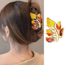 1 PCS Fall Maple Leaf Hair Claw Clips Autumn Thanksgiving Hair Clips for Thic...