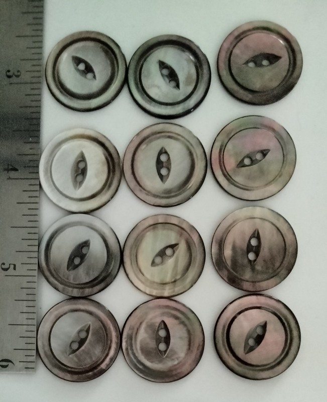 Vintage 12 Art Deco Gray Pearlized Buttons 7/8" Eye Design 2 Hole Sew Through