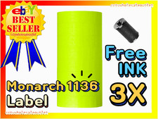 3 SLEEVES FLUORESCENT YELLOW FOR MONARCH 1136 PRICING GUN 3 SLEEVES  24ROLLS