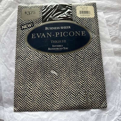 Evan Picone business sheer thigh high invisibly reinforced toe off black medium