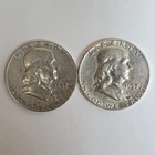 1957 P&D Franklin Half Dollars 90% SILVER (2 Coin Set) ***Exact Coins*** #00-40