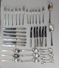 Mappin & Webb Athenian Vintage Silver Plate Cutlery 38 Piece Set  Art Deco Boxed