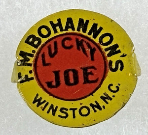 Vintage TOBACCO TIN TAG: 1890-1920 - F.M. Bohannon's Lucky Joe - Winston NC
