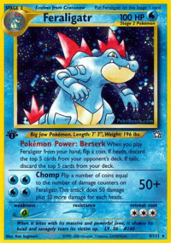 Feraligatr - 4/111 - Holo Rare - 1st Edition PL/MP, English Pokemon Neo Genesis