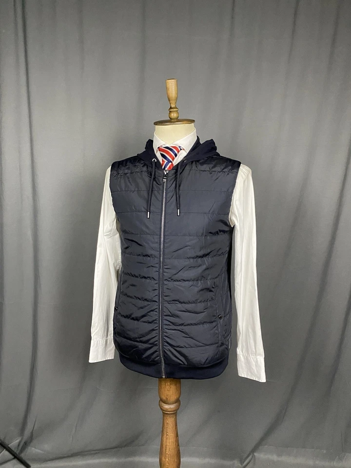Hugo Boss Men's Blue Padded Hooded Vest Size L - Image 4 of 4
