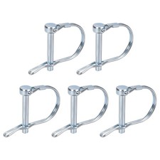 5Pack 6x40mm Shaft Locking Pin Steel Round Trailer Coupler Pin W/Ear Silver Tone