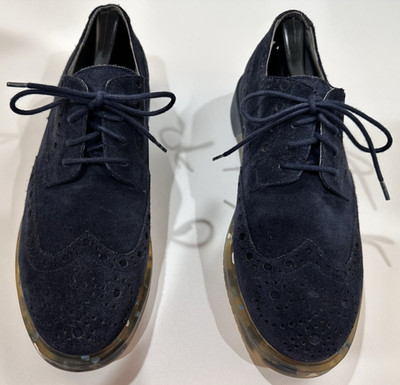 Anthony Miles Blue Suede Brogue Shoes Clear Sole Men's Lace-Up Size 11 Shoes